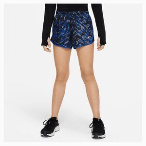 Nike Girls Dri-FIT Tempo Running Shorts Standard Fit Blue/Black Camouflage M